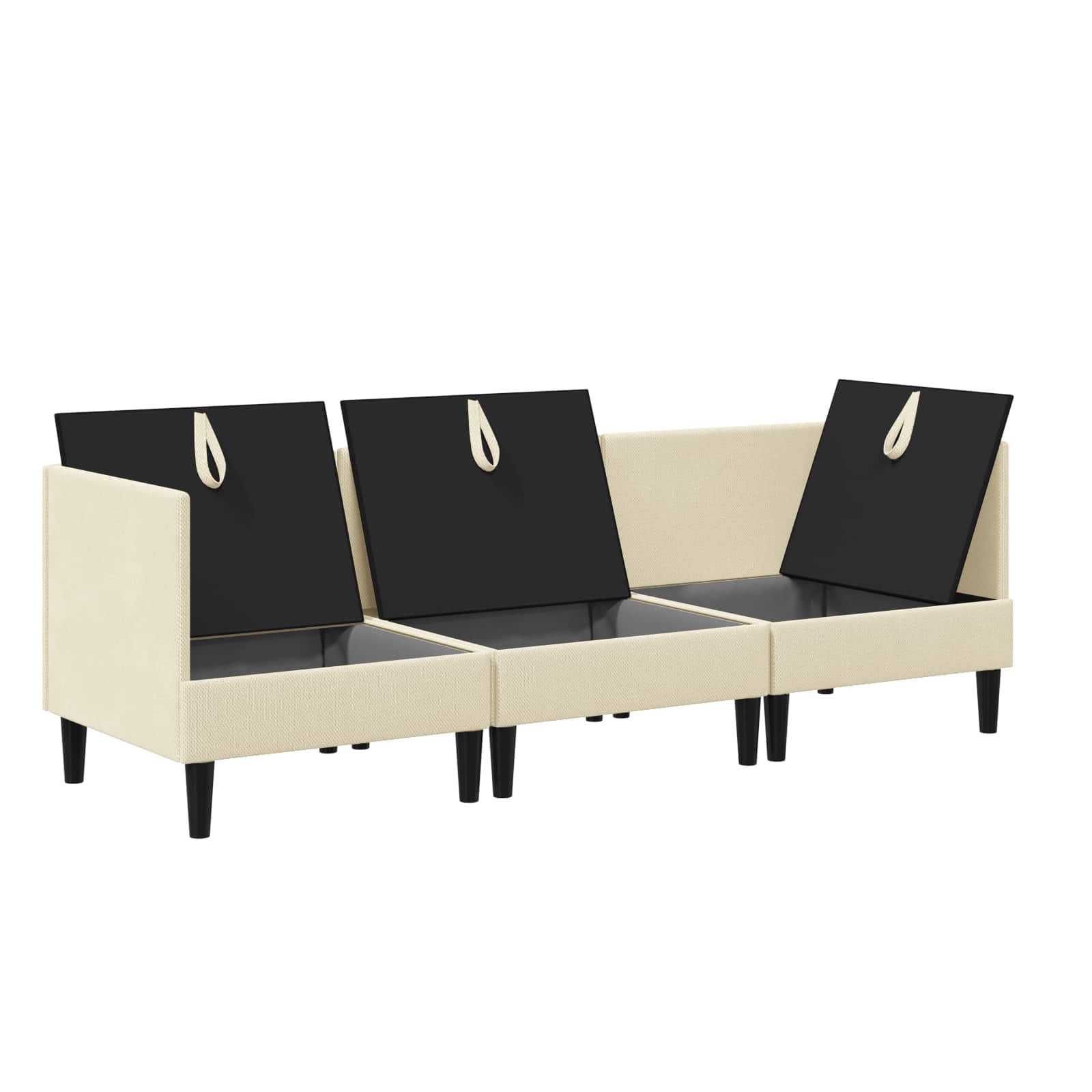 vidaXL Woonkamer Meubelset 3 pcs Crèmekleurig Stof