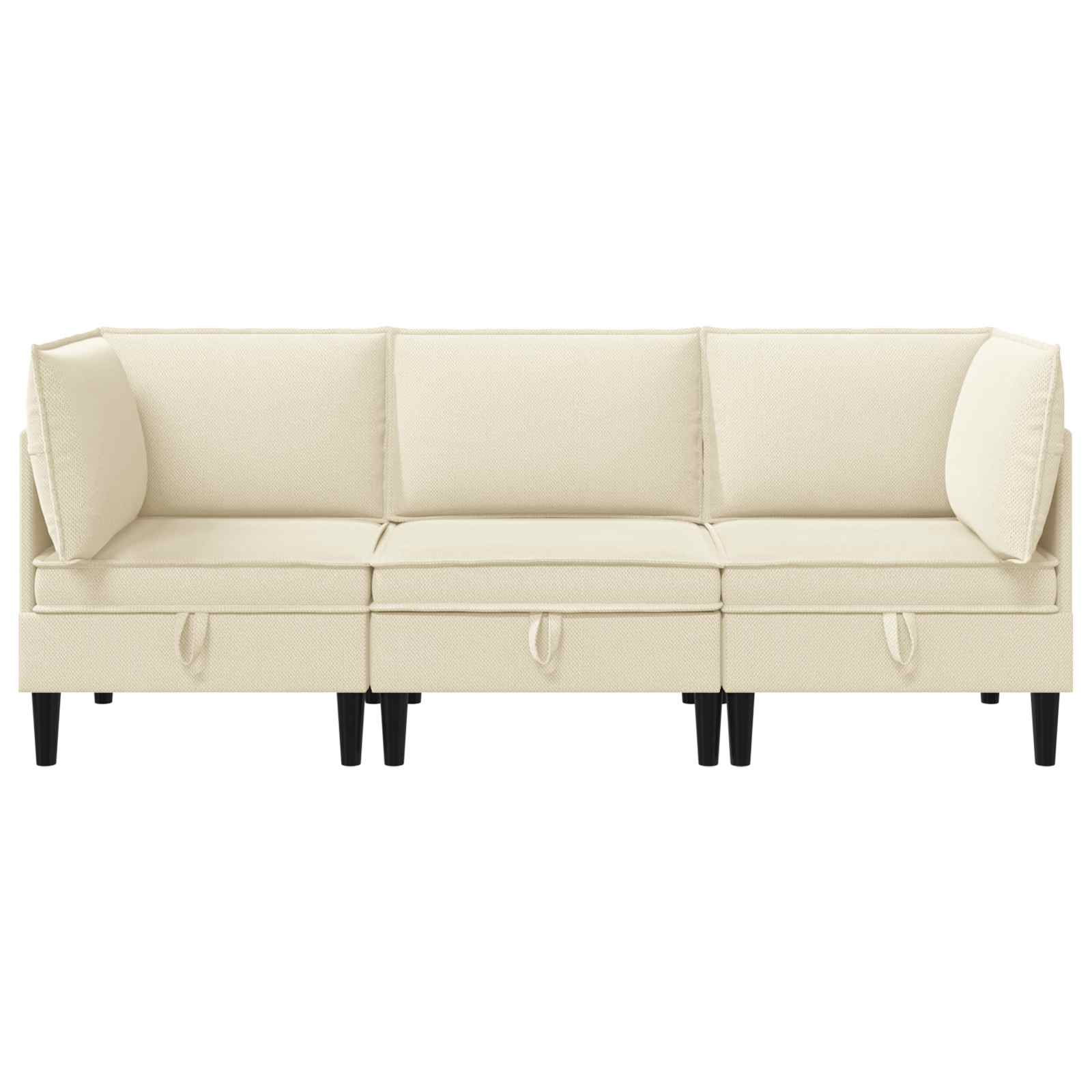 vidaXL Woonkamer Meubelset 3 pcs Crèmekleurig Stof