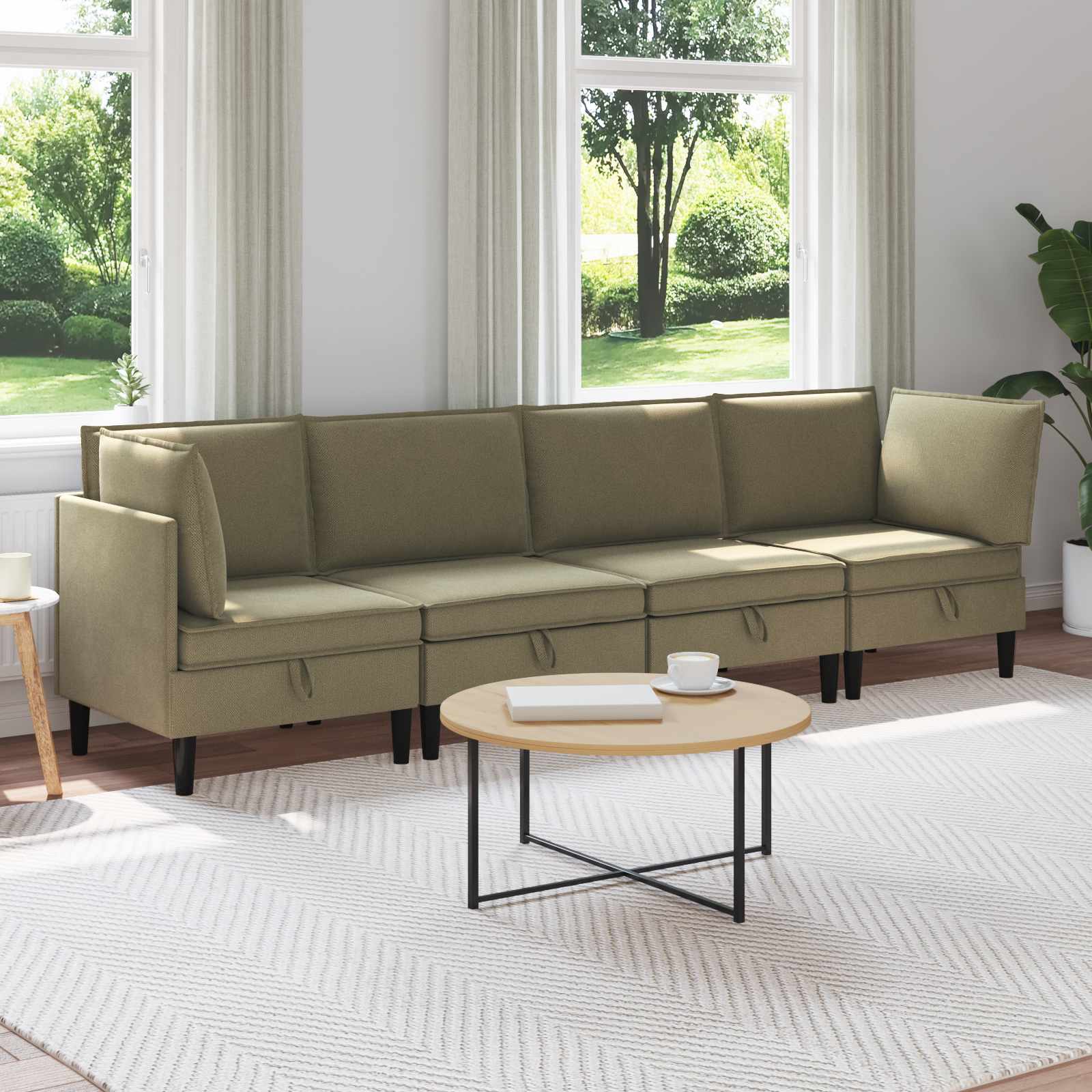 vidaXL Woonkamer Meubelset 3 pcs Crèmekleurig Stof