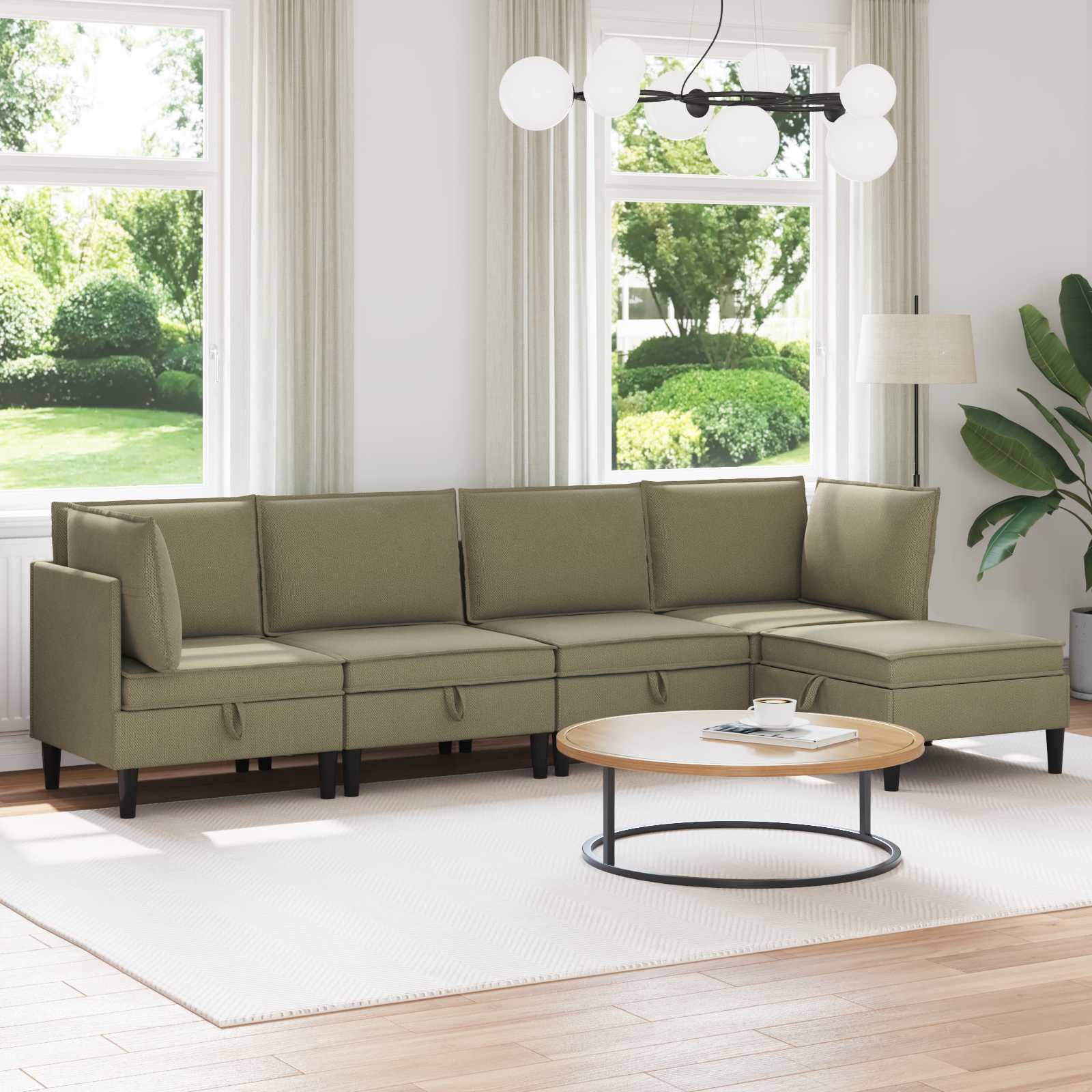 vidaXL Woonkamer Meubelset 3 pcs Crèmekleurig Stof