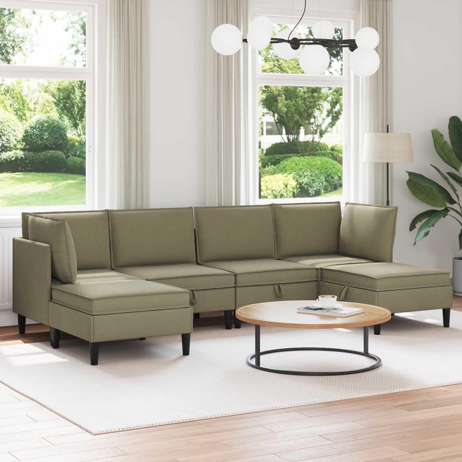 vidaXL Woonkamer Meubelset 3 pcs Crèmekleurig Stof