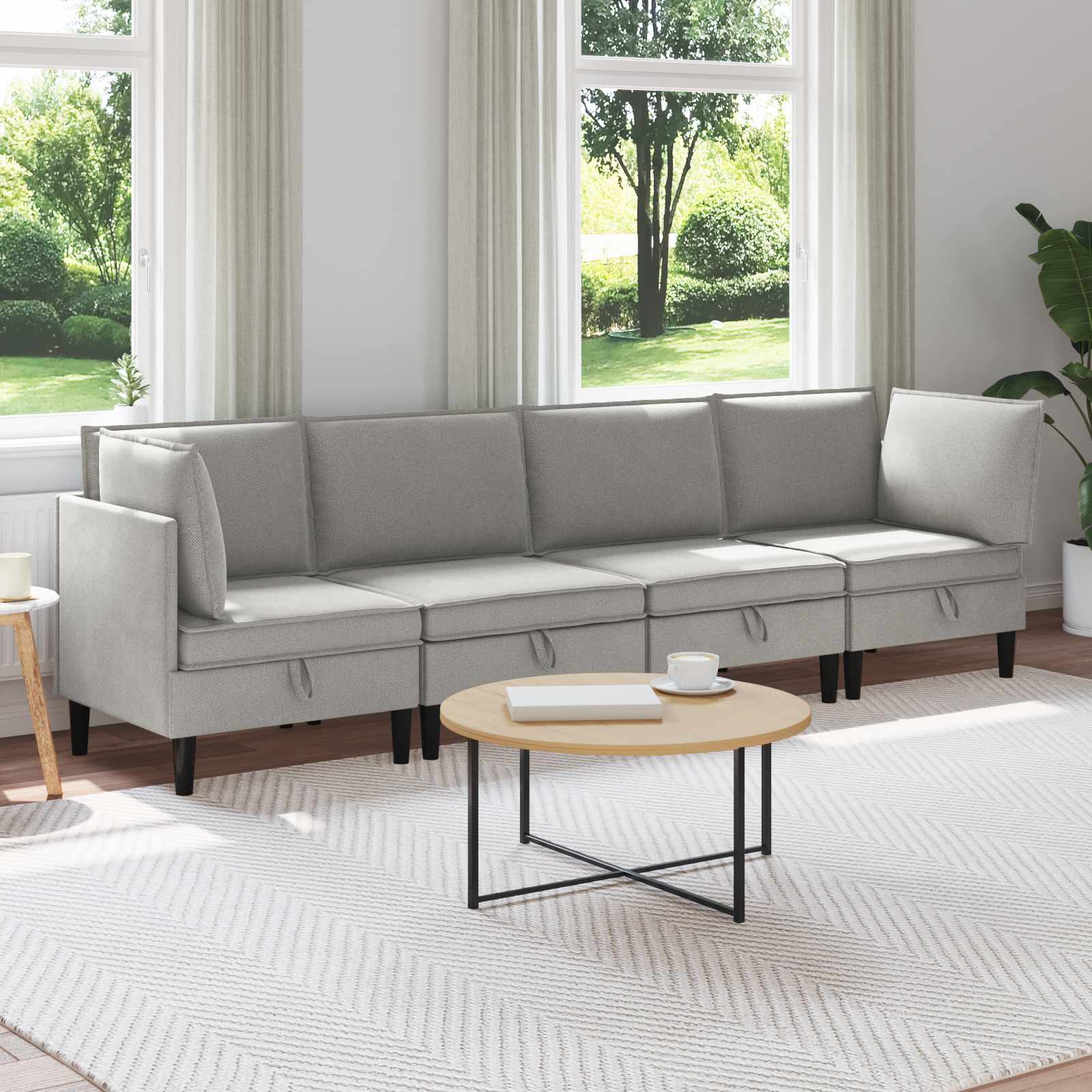 vidaXL Woonkamer Meubelset 3 pcs Crèmekleurig Stof