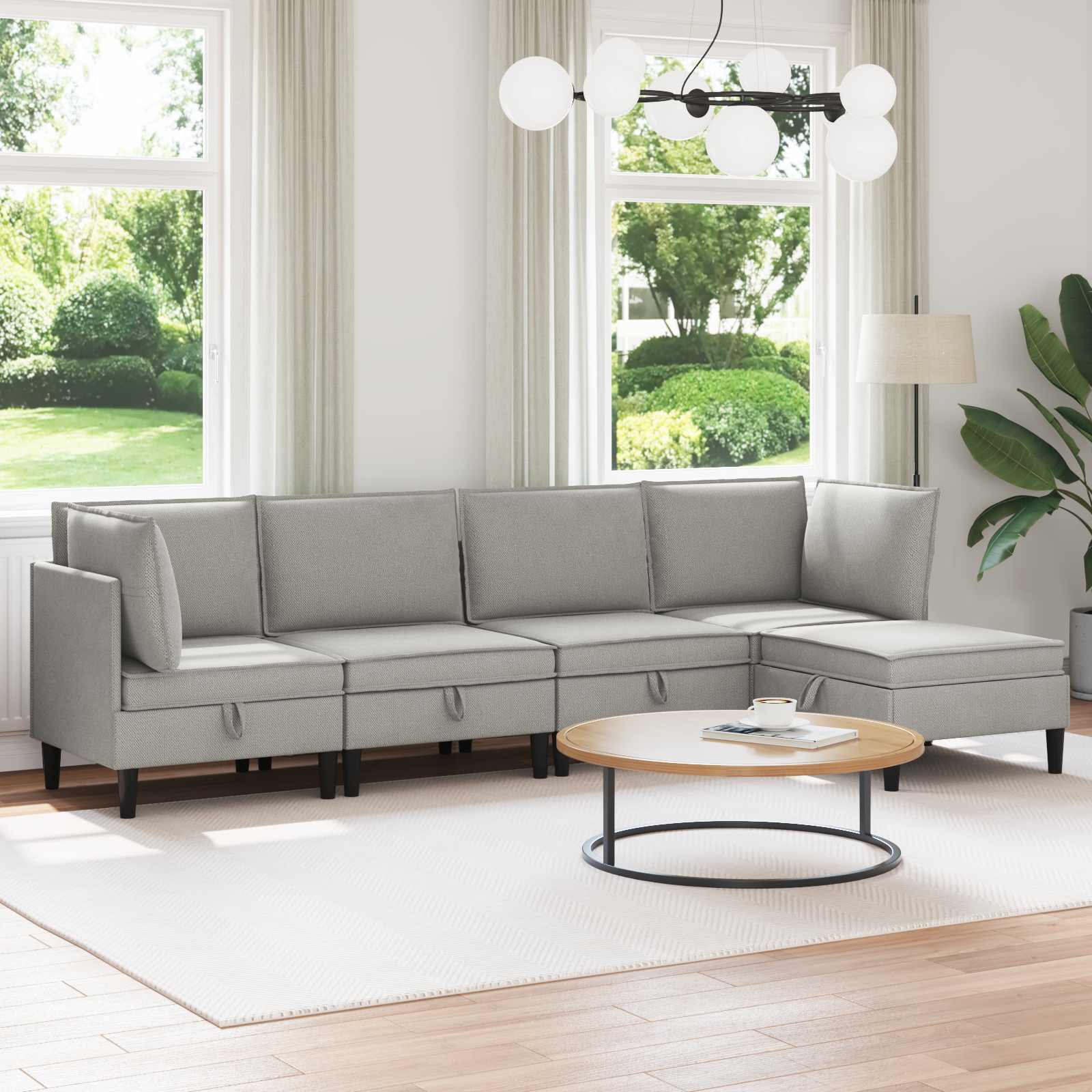 vidaXL Woonkamer Meubelset 3 pcs Crèmekleurig Stof