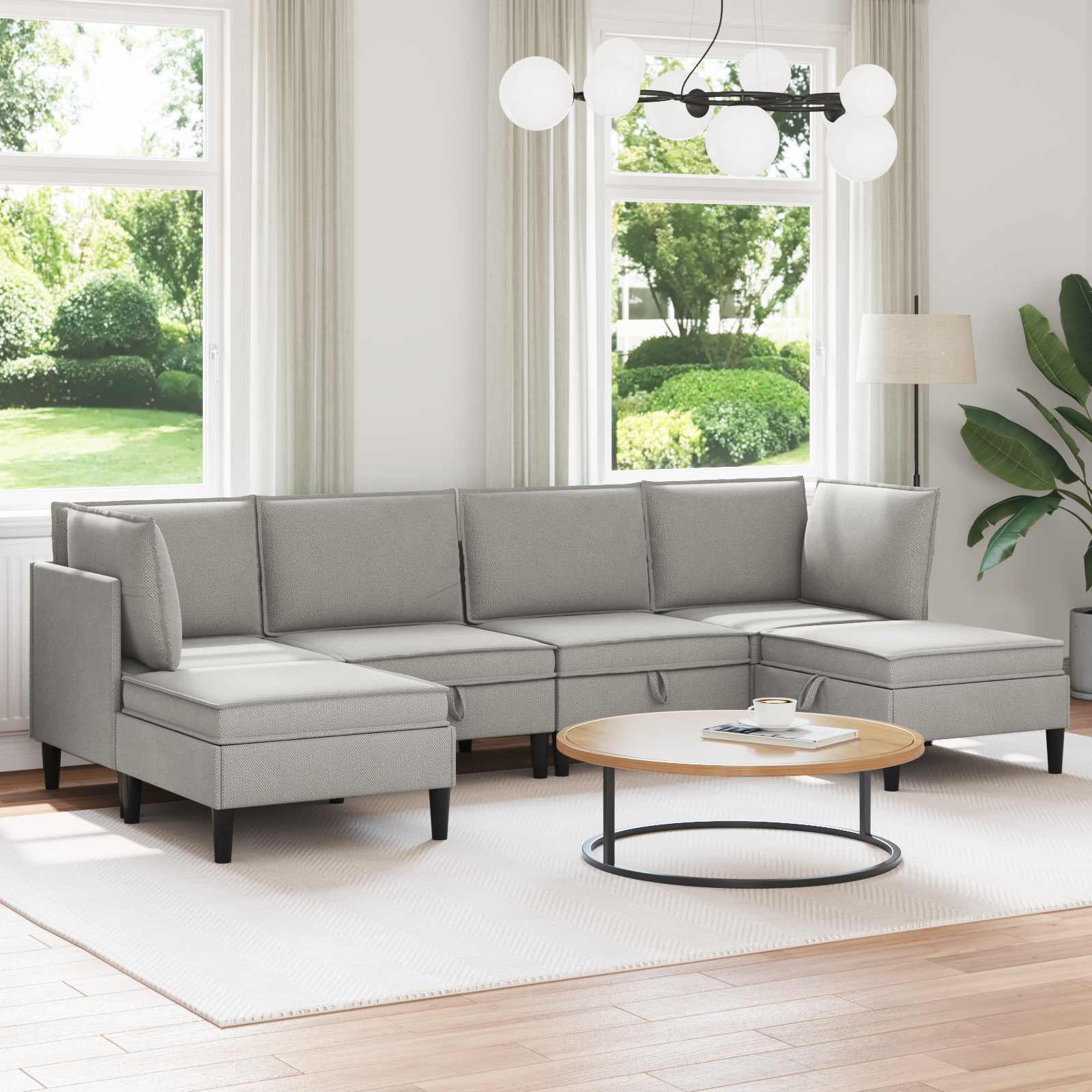 vidaXL Woonkamer Meubelset 3 pcs Crèmekleurig Stof