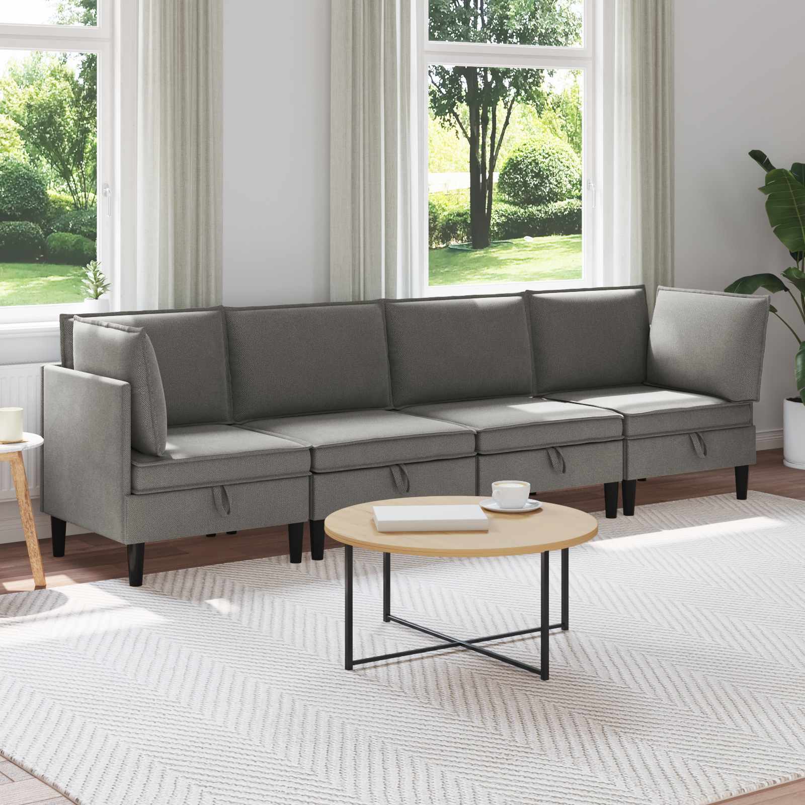 vidaXL Woonkamer Meubelset 3 pcs Crèmekleurig Stof