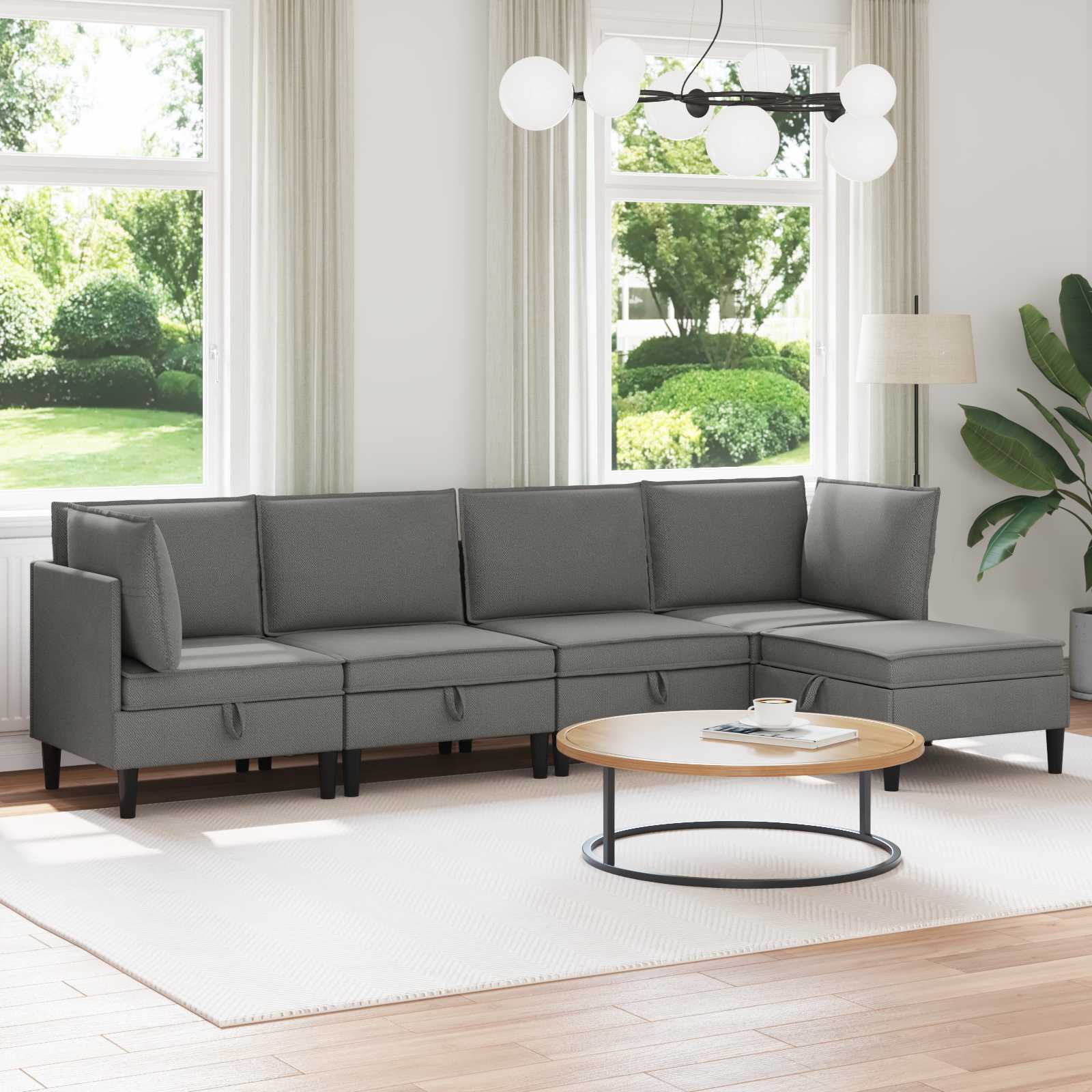 vidaXL Woonkamer Meubelset 3 pcs Crèmekleurig Stof