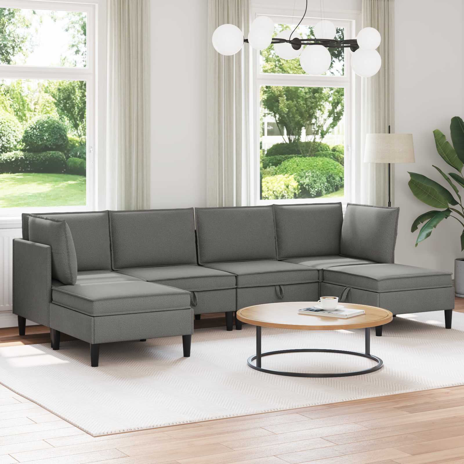 vidaXL Woonkamer Meubelset 3 pcs Crèmekleurig Stof
