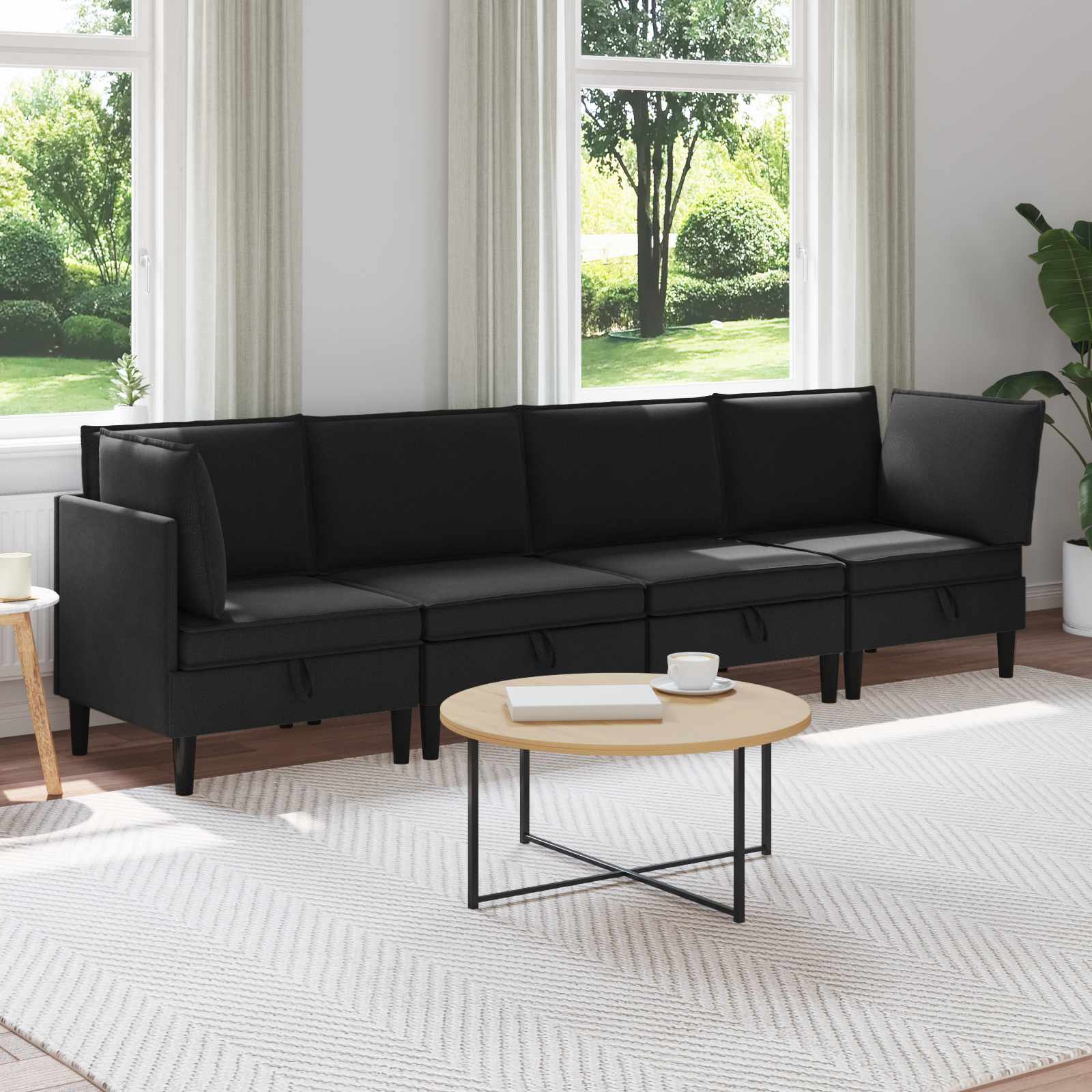 vidaXL Woonkamer Meubelset 3 pcs Crèmekleurig Stof