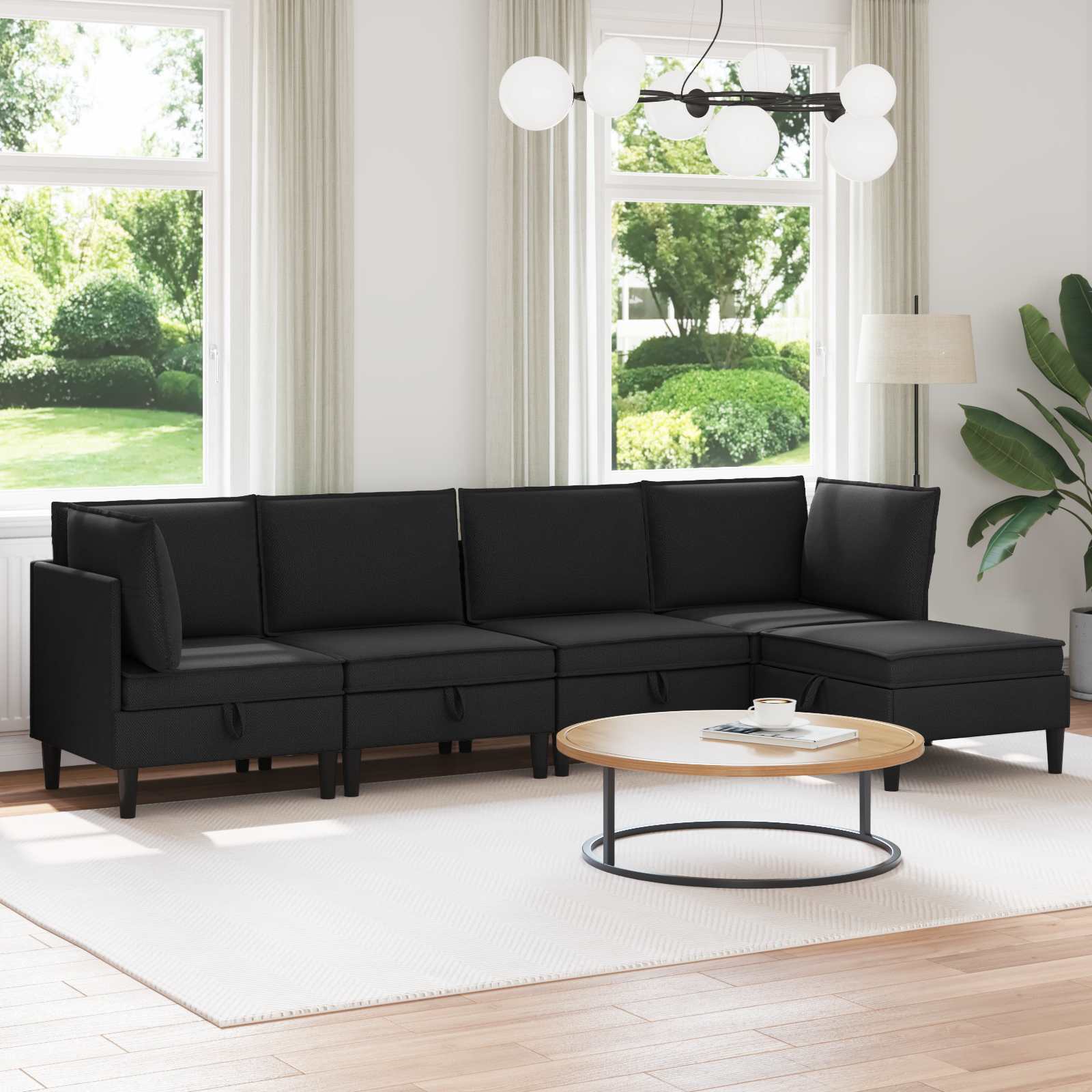 vidaXL Woonkamer Meubelset 3 pcs Crèmekleurig Stof