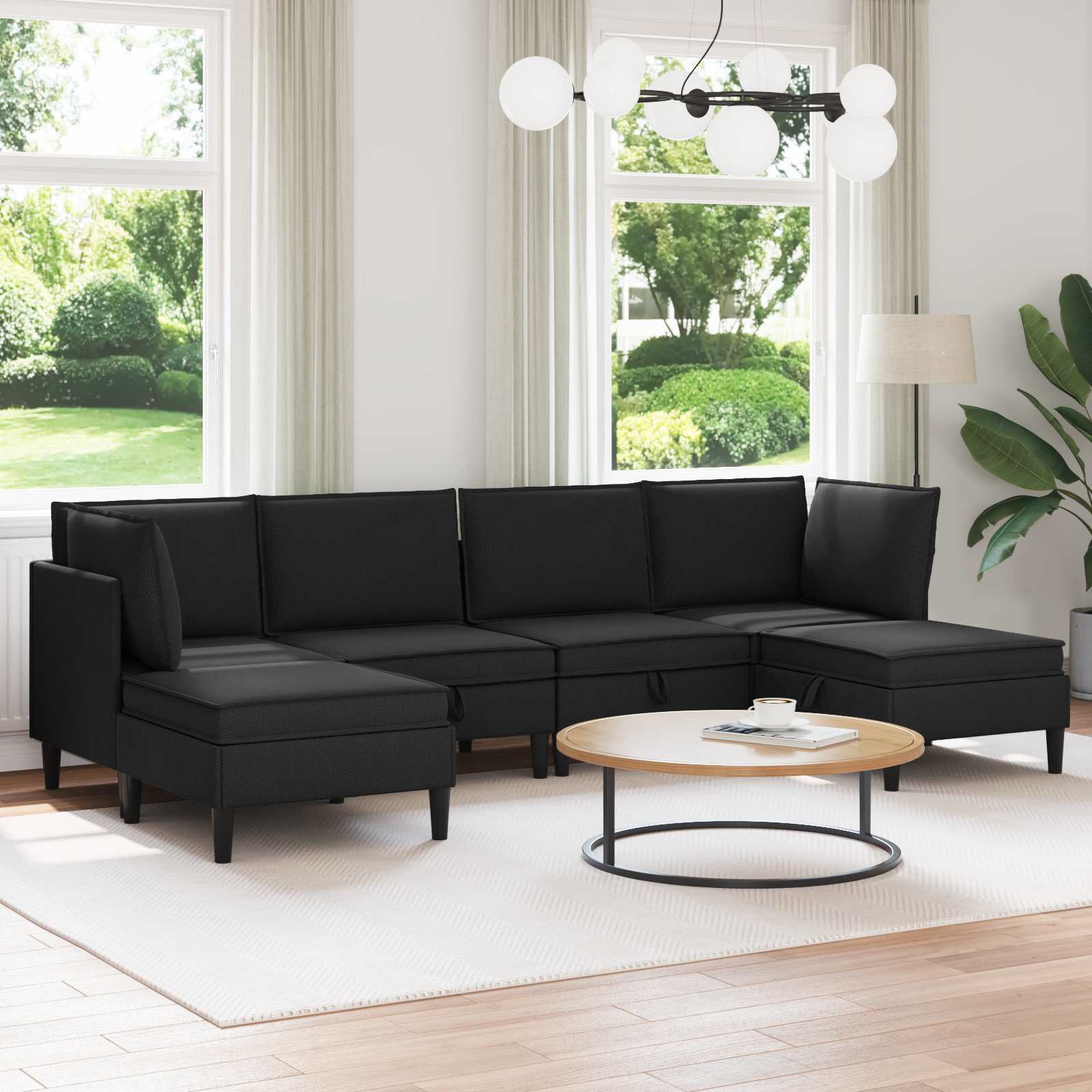 vidaXL Woonkamer Meubelset 3 pcs Crèmekleurig Stof