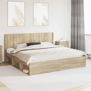 vidaXL Bedframe met opbergruimte en hoofdbord Sonoma Eiken