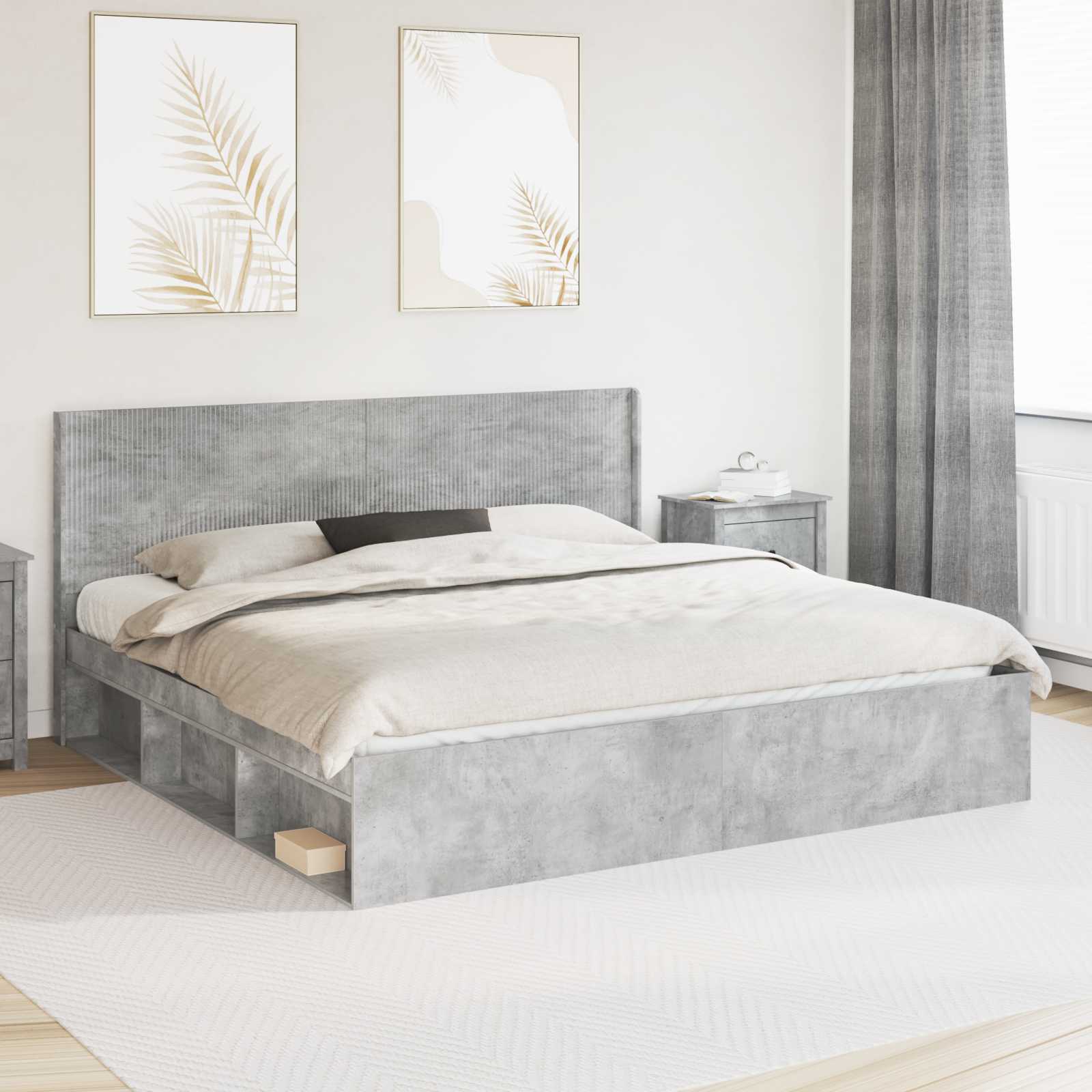 vidaXL Bedframe met opbergruimte en hoofdbord Sonoma Eiken