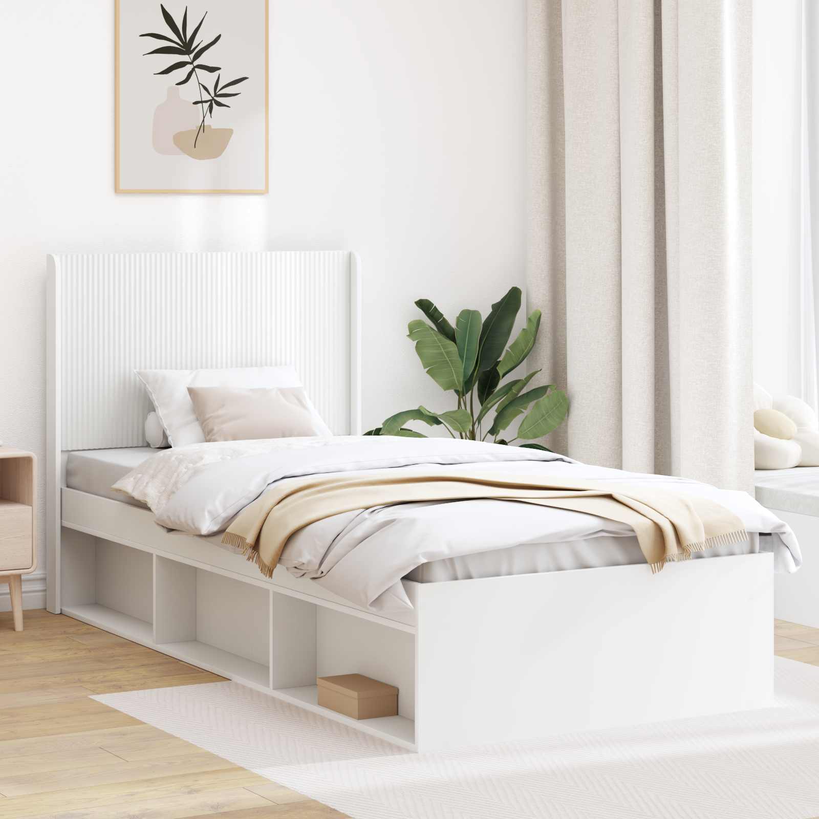 vidaXL Bedframe met opbergruimte en hoofdbord Sonoma Eiken
