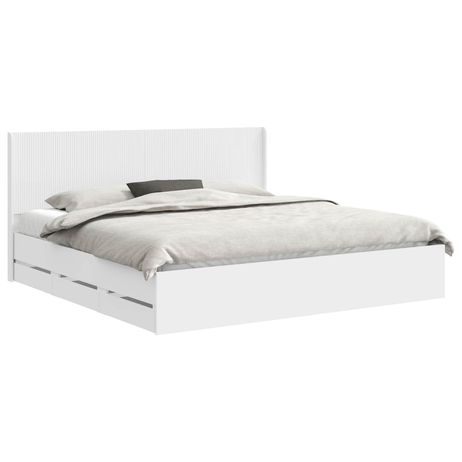 vidaXL Bedframe met opbergruimte en hoofdbord Wit 200 x 200 cm