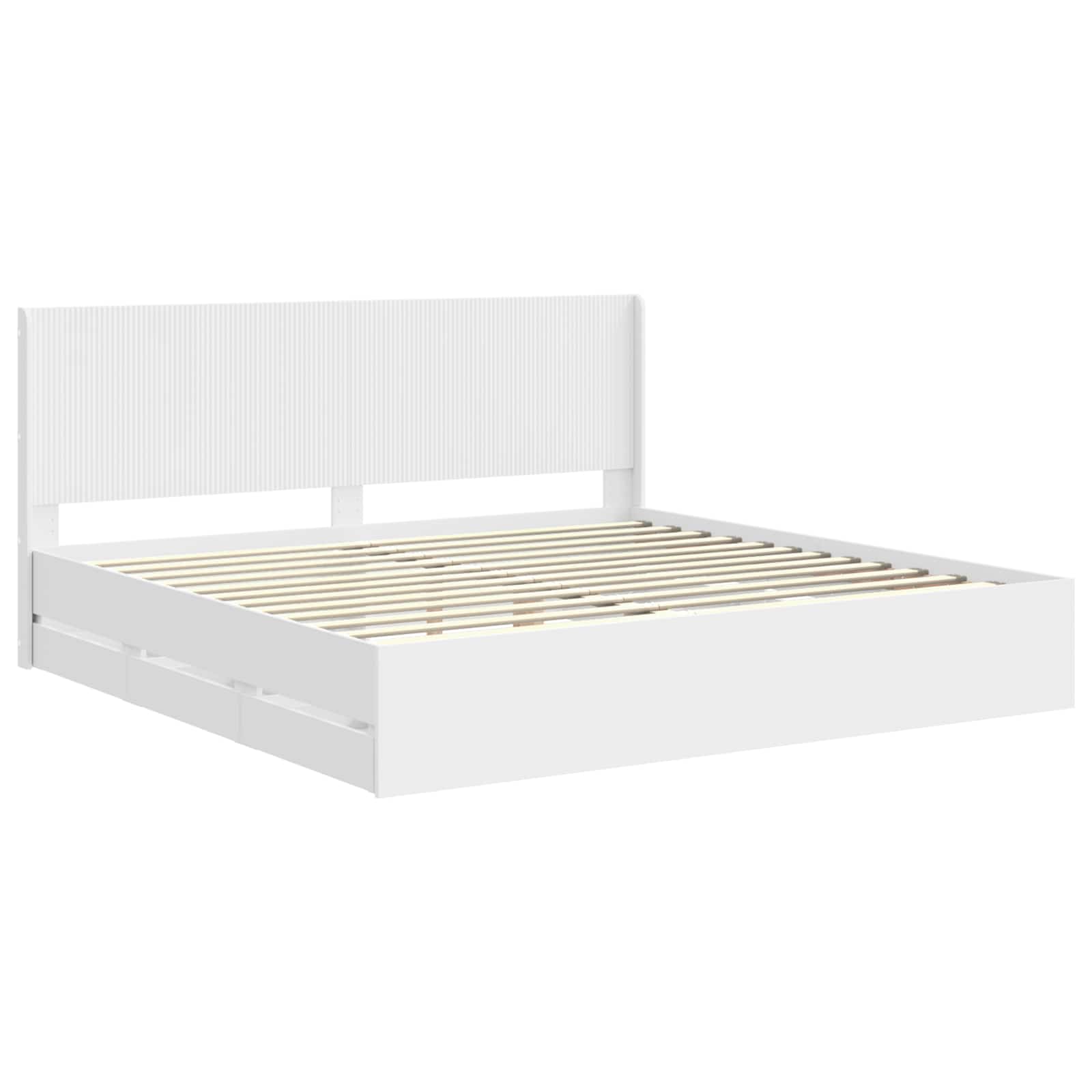 vidaXL Bedframe met opbergruimte en hoofdbord Wit 200 x 200 cm