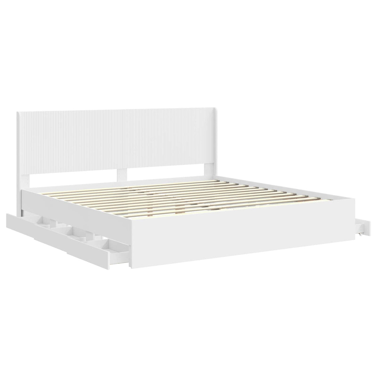 vidaXL Bedframe met opbergruimte en hoofdbord Wit 200 x 200 cm