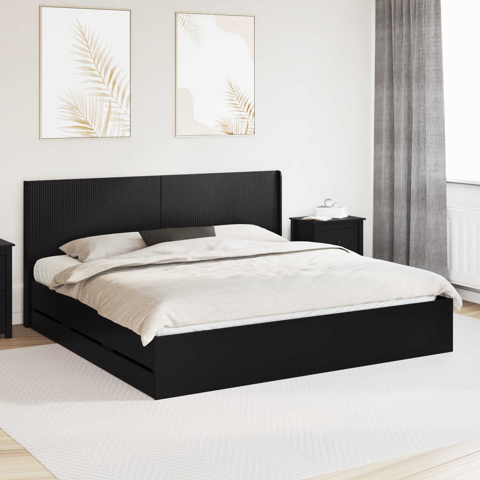 vidaXL Bedframe met opbergruimte en hoofdbord Wit 200 x 200 cm