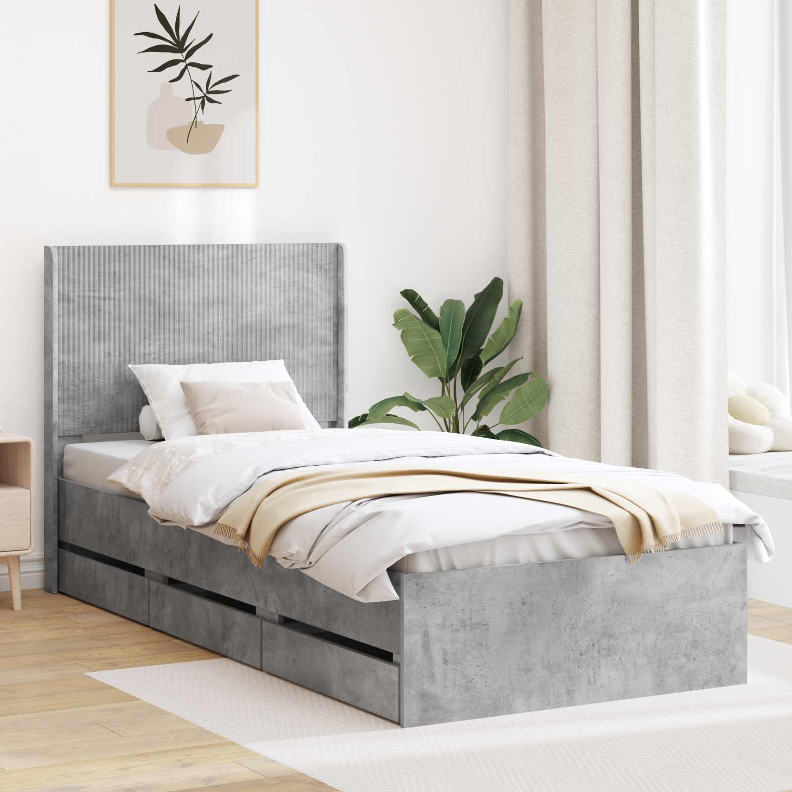 vidaXL Bedframe met opbergruimte en hoofdbord Wit 200 x 200 cm