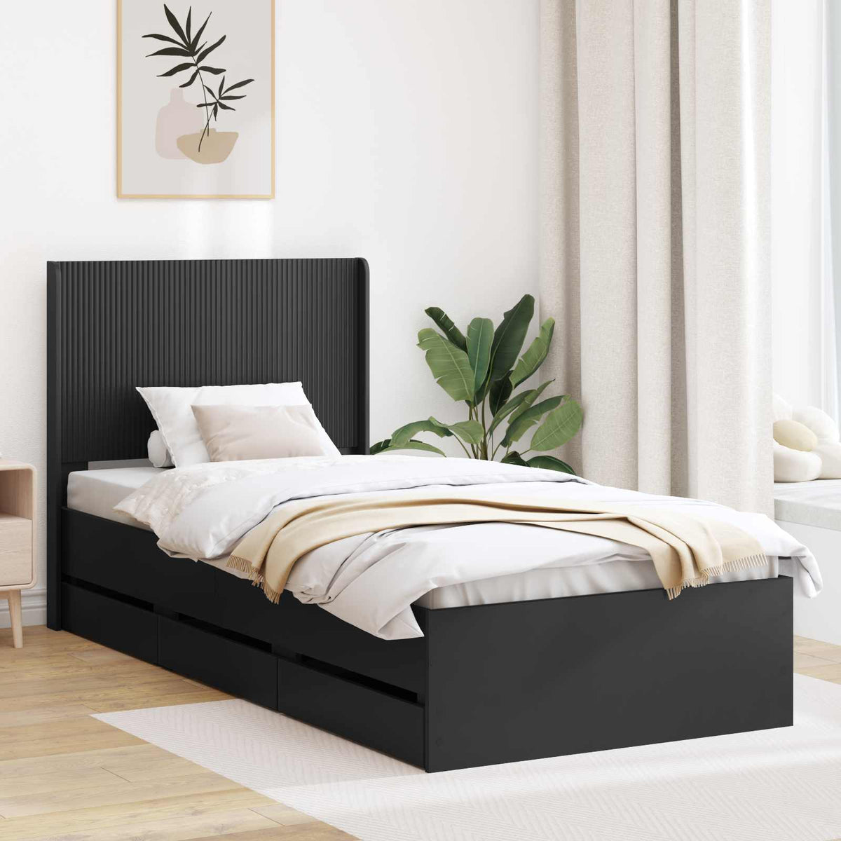 vidaXL Bedframe met opbergruimte en hoofdbord Wit 200 x 200 cm
