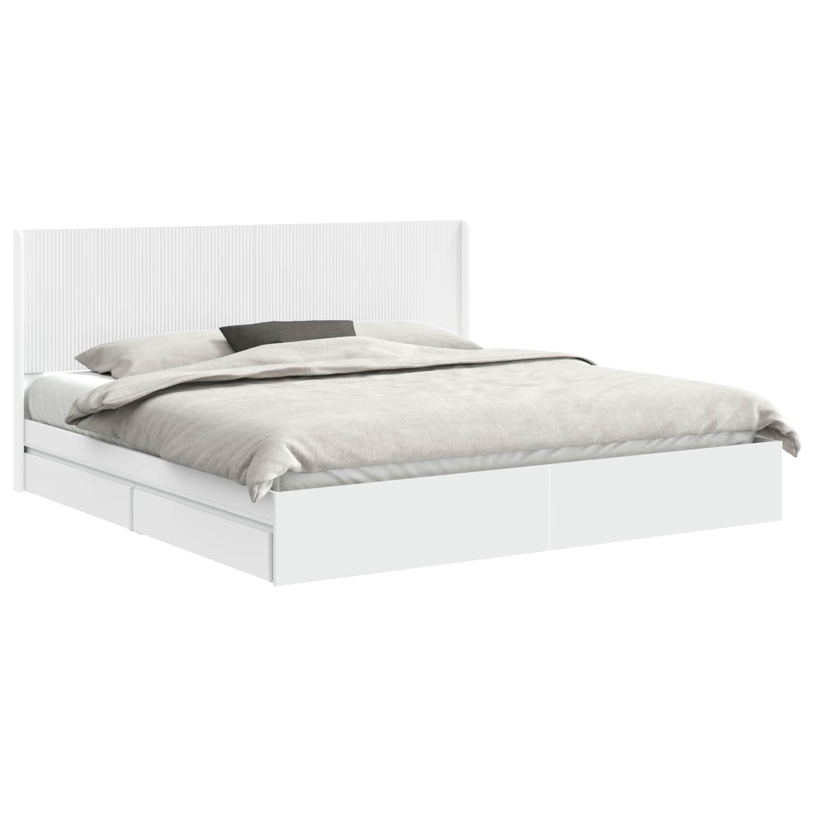 vidaXL Bedframe met opbergruimte en hoofdbord Wit 180 x 200 cm