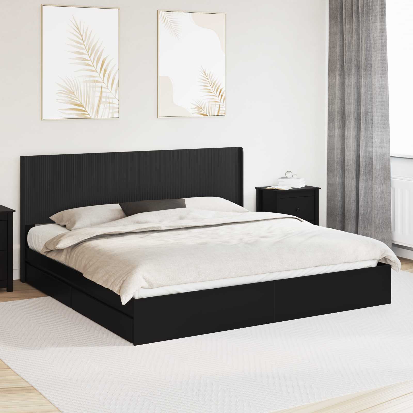 vidaXL Bedframe met opbergruimte en hoofdbord Wit 180 x 200 cm
