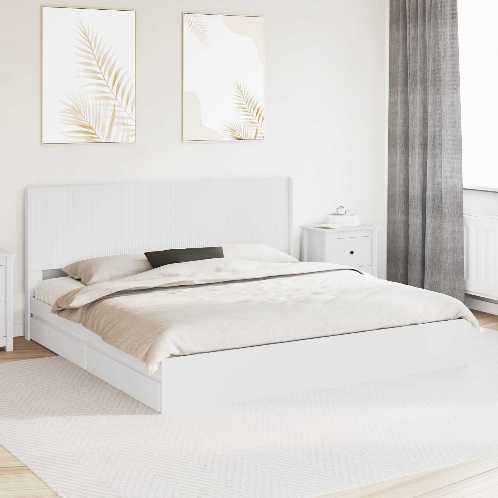 vidaXL Bedframe met opbergruimte en hoofdbord Wit 180 x 200 cm