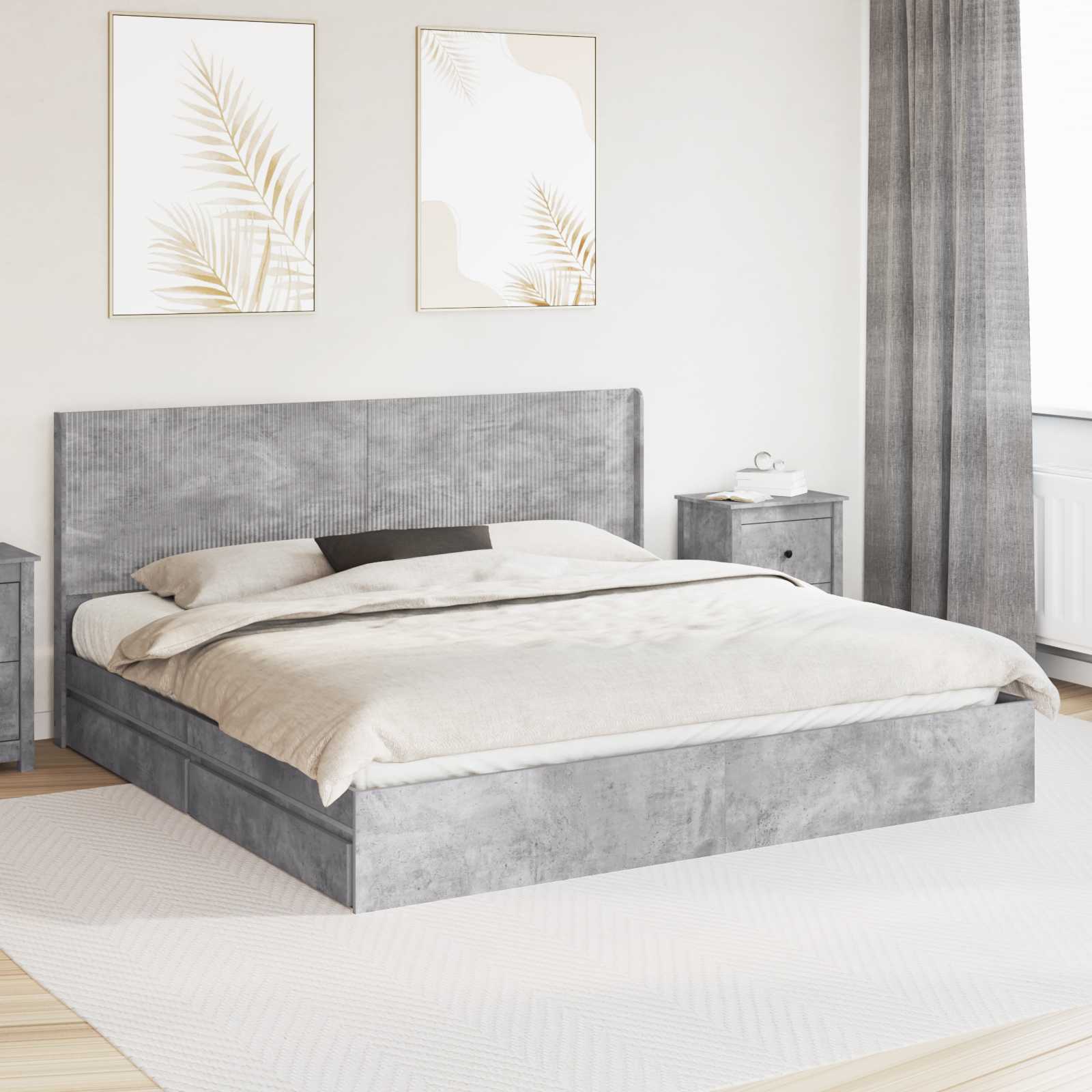 vidaXL Bedframe met opbergruimte en hoofdbord Wit 180 x 200 cm