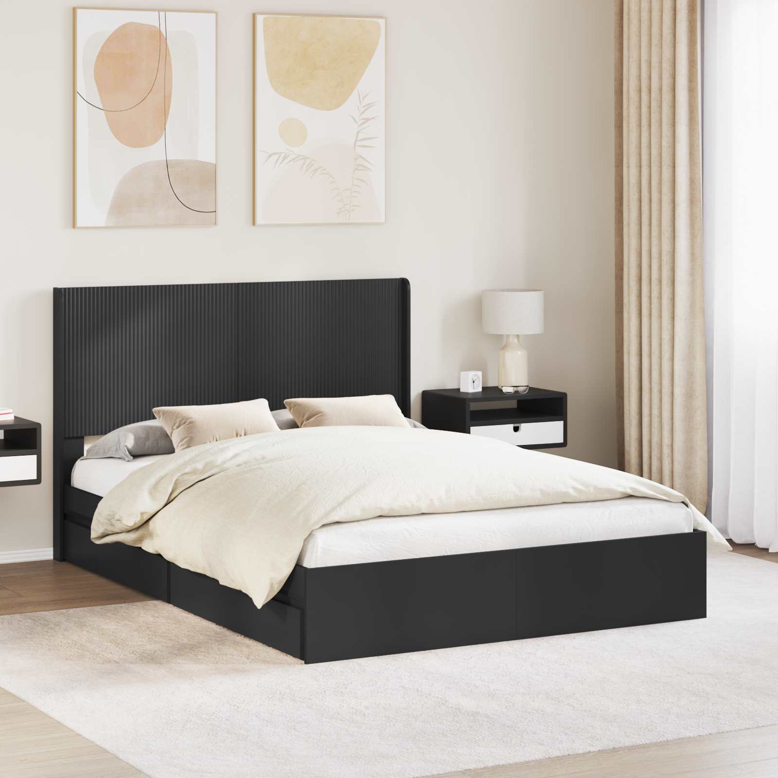 vidaXL Bedframe met opbergruimte en hoofdbord Wit 180 x 200 cm