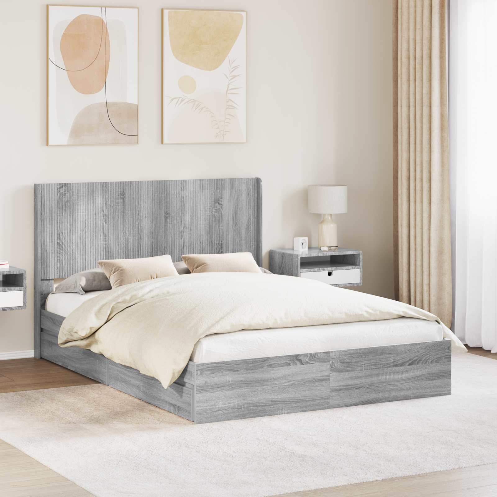 vidaXL Bedframe met opbergruimte en hoofdbord Wit 180 x 200 cm