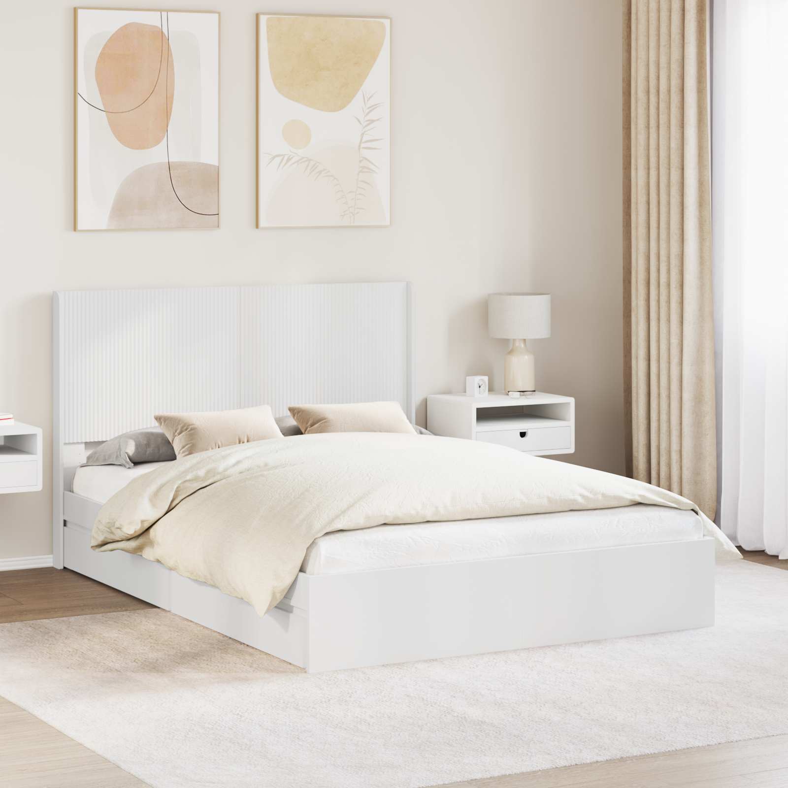 vidaXL Bedframe met opbergruimte en hoofdbord Wit 180 x 200 cm