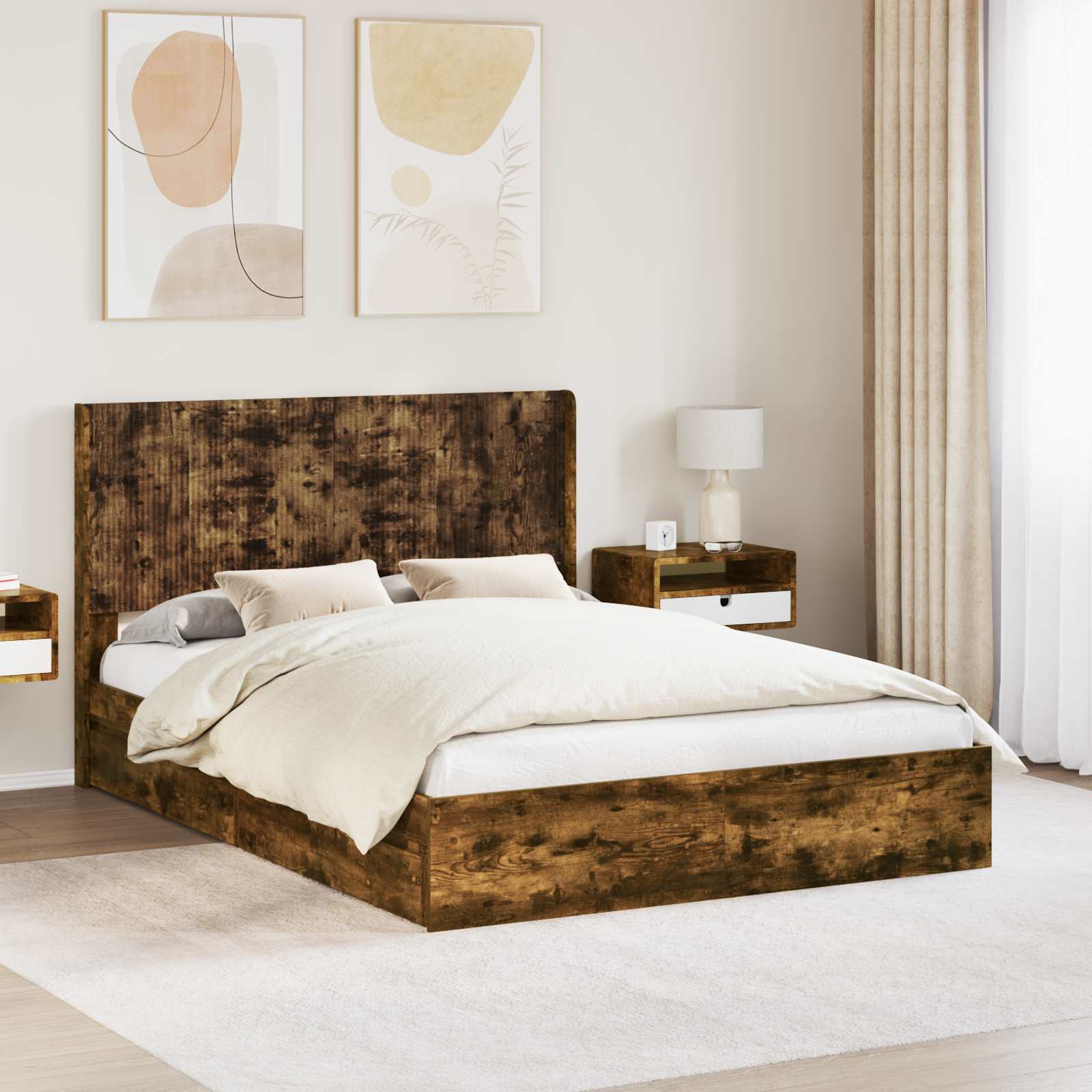 vidaXL Bedframe met opbergruimte en hoofdbord Wit 180 x 200 cm