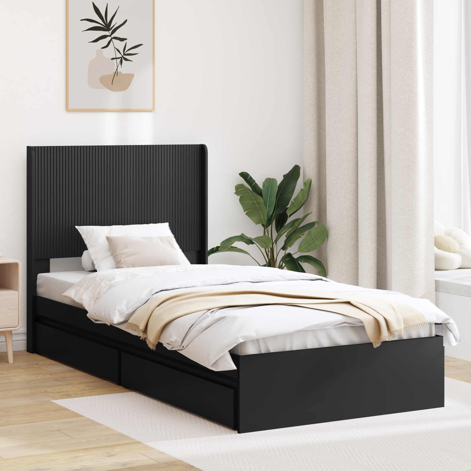 vidaXL Bedframe met opbergruimte en hoofdbord Wit 180 x 200 cm