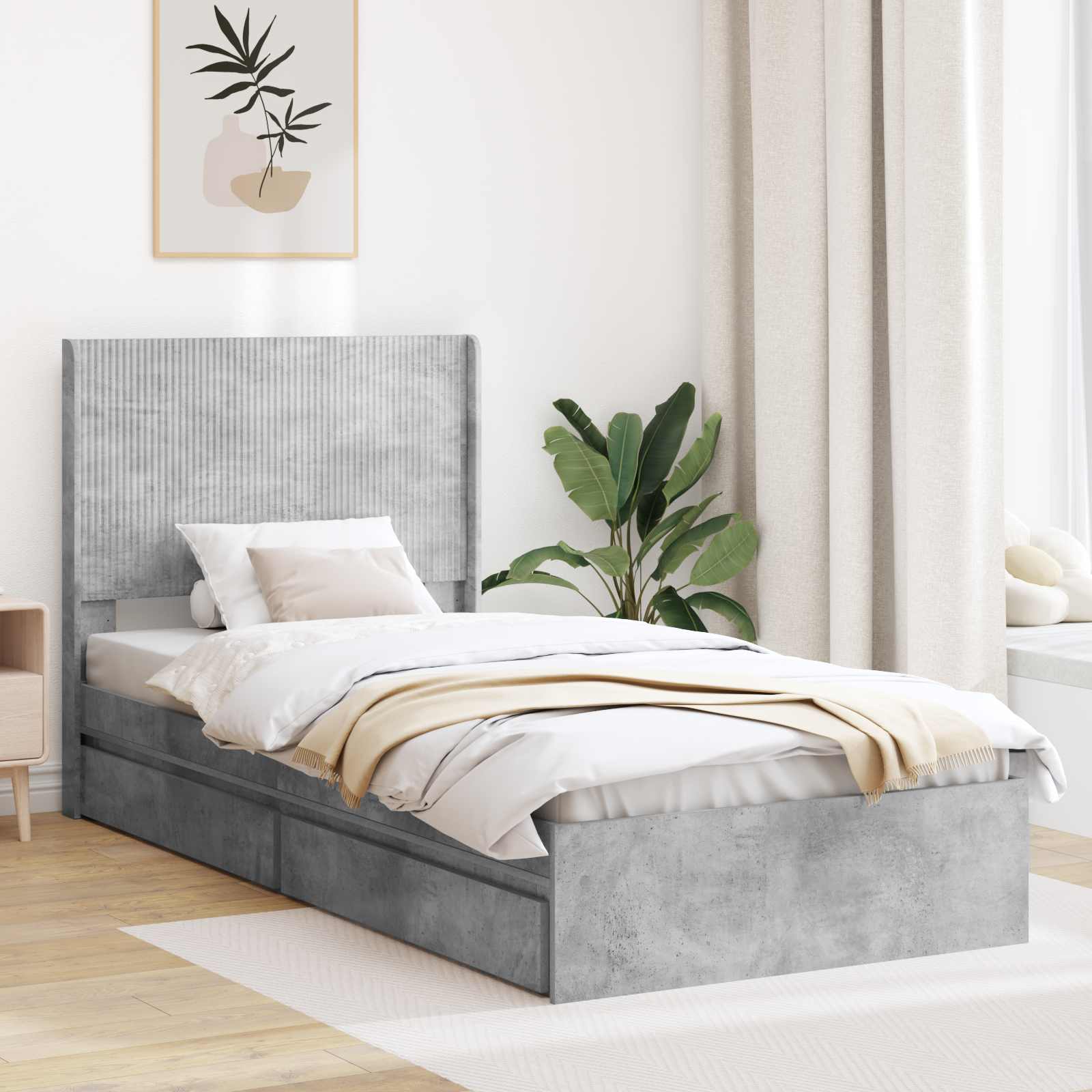 vidaXL Bedframe met opbergruimte en hoofdbord Wit 180 x 200 cm