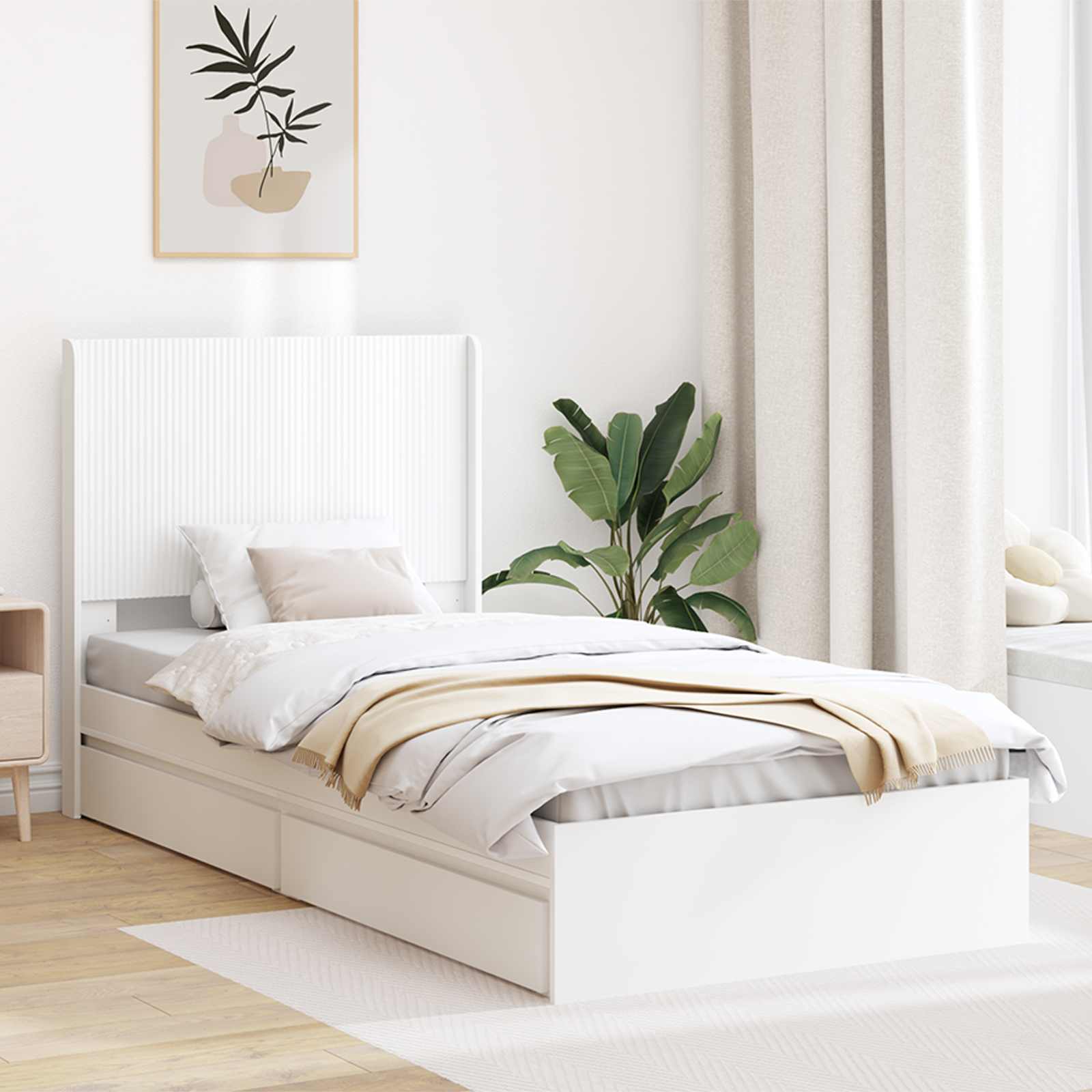 vidaXL Bedframe met opbergruimte en hoofdbord Wit 180 x 200 cm
