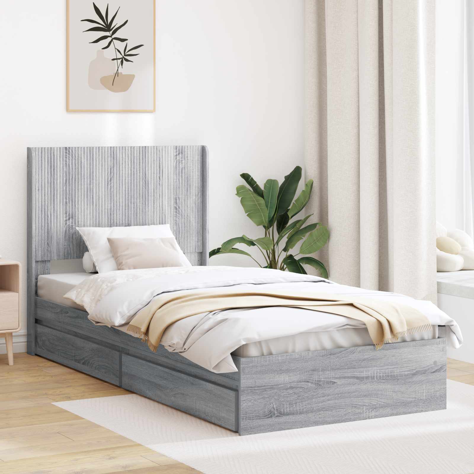 vidaXL Bedframe met opbergruimte en hoofdbord Wit 180 x 200 cm
