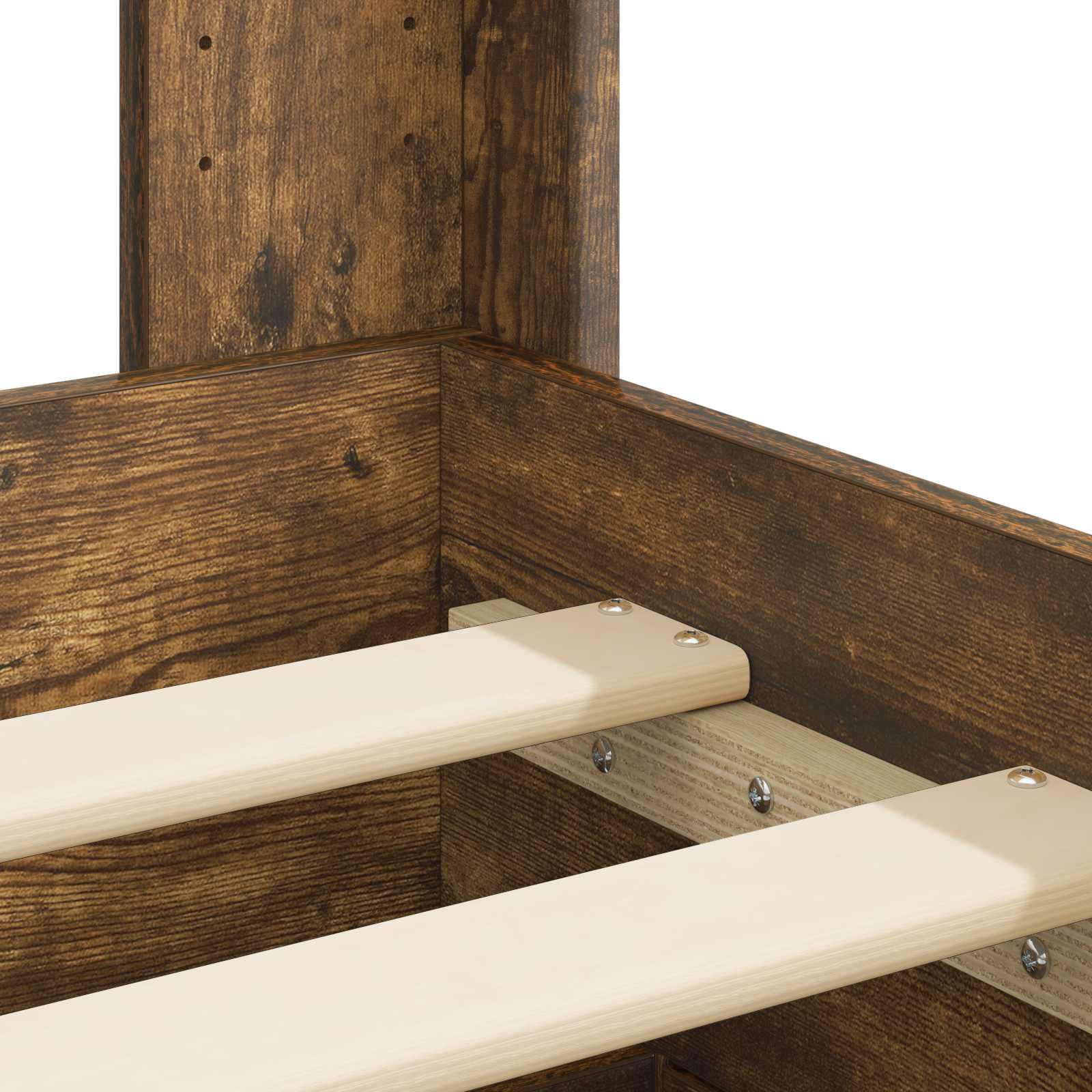 vidaXL Bedframe met opbergruimte en hoofdbord Betongrijs Bewerkt hout