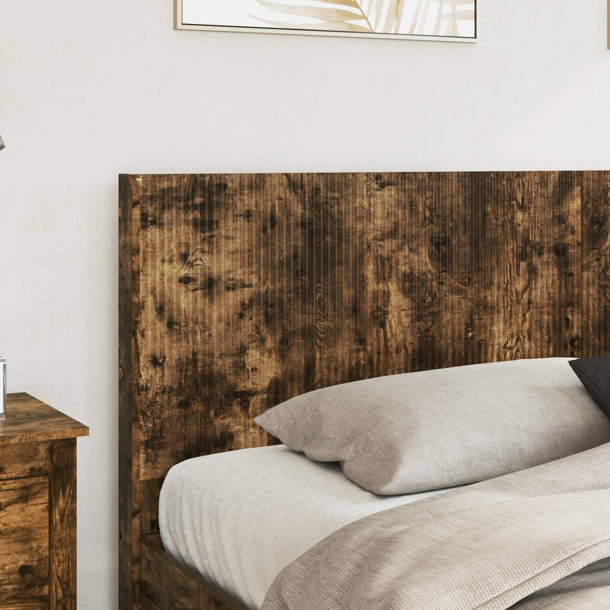 vidaXL Bedframe met opbergruimte en hoofdbord Betongrijs Bewerkt hout