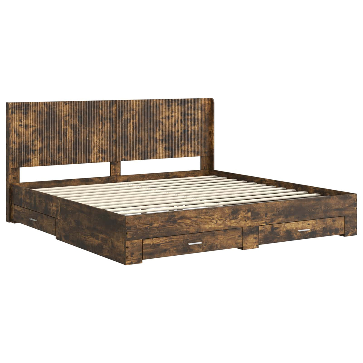 vidaXL Bedframe met opbergruimte en hoofdbord Betongrijs Bewerkt hout