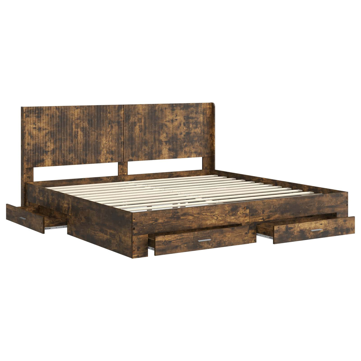 vidaXL Bedframe met opbergruimte en hoofdbord Betongrijs Bewerkt hout