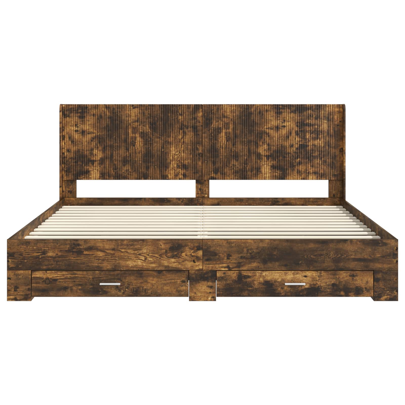vidaXL Bedframe met opbergruimte en hoofdbord Betongrijs Bewerkt hout