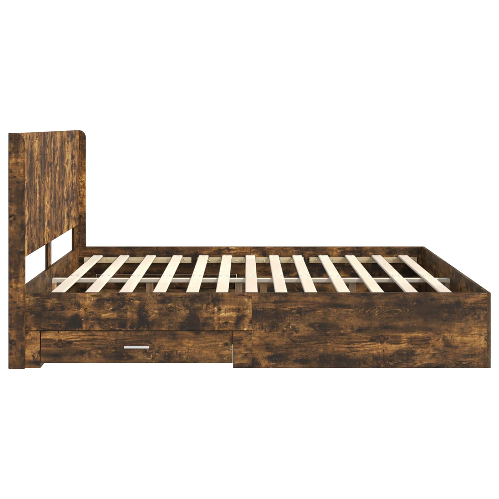vidaXL Bedframe met opbergruimte en hoofdbord Betongrijs Bewerkt hout