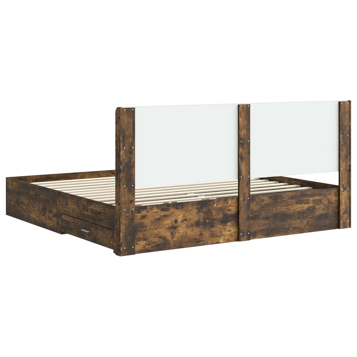 vidaXL Bedframe met opbergruimte en hoofdbord Betongrijs Bewerkt hout