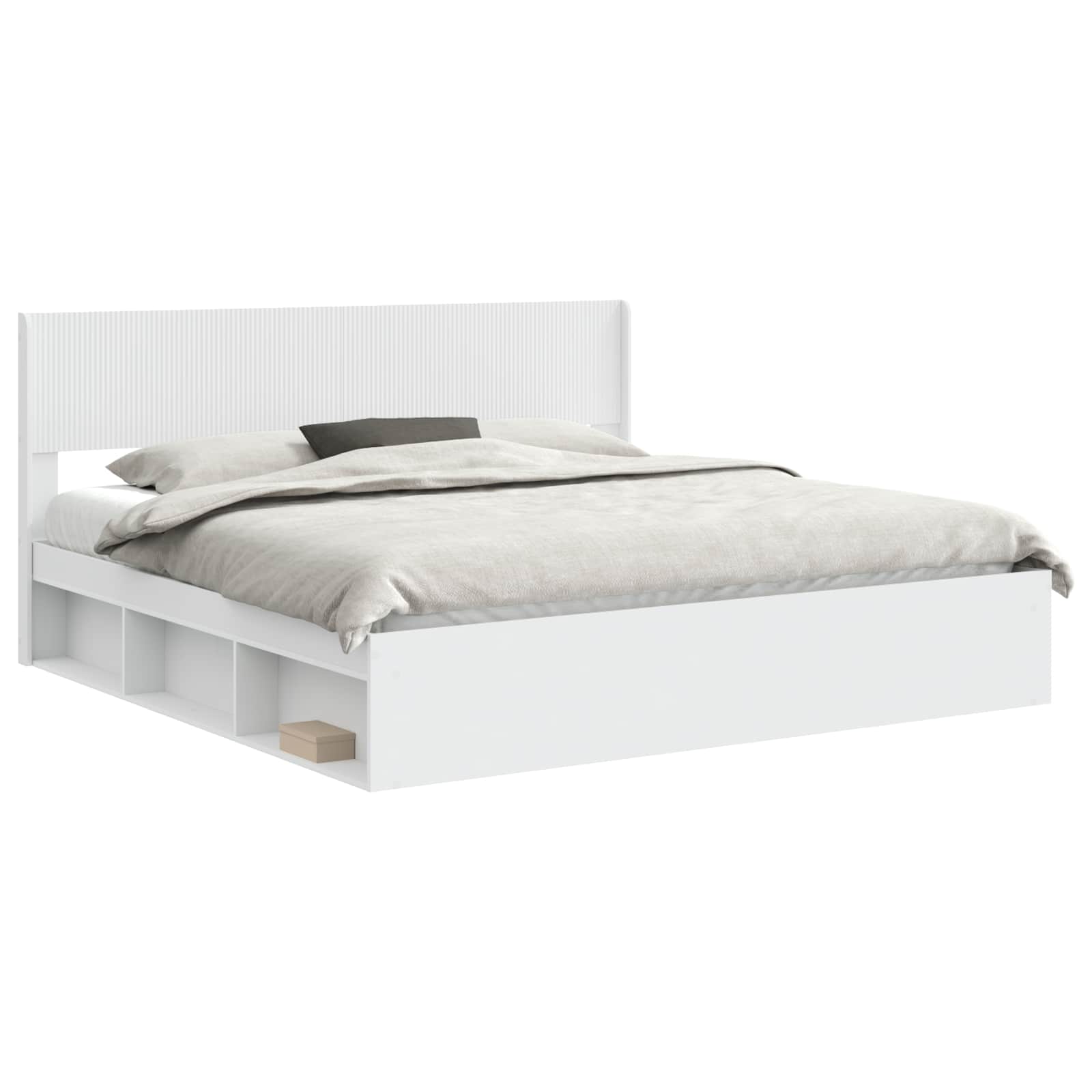 vidaXL Bedframe met opbergruimte en hoofdbord Wit 200 x 200 cm