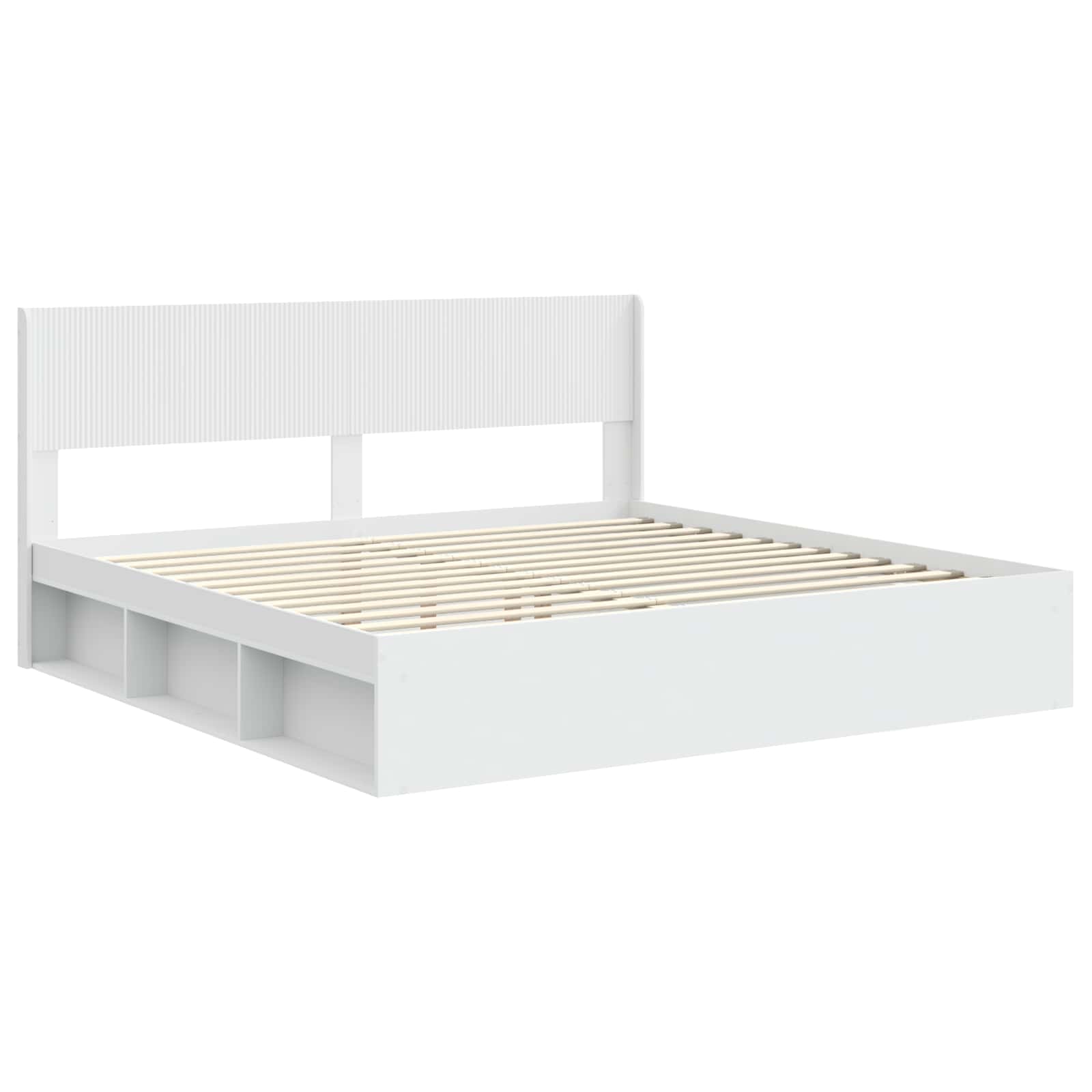 vidaXL Bedframe met opbergruimte en hoofdbord Wit 200 x 200 cm