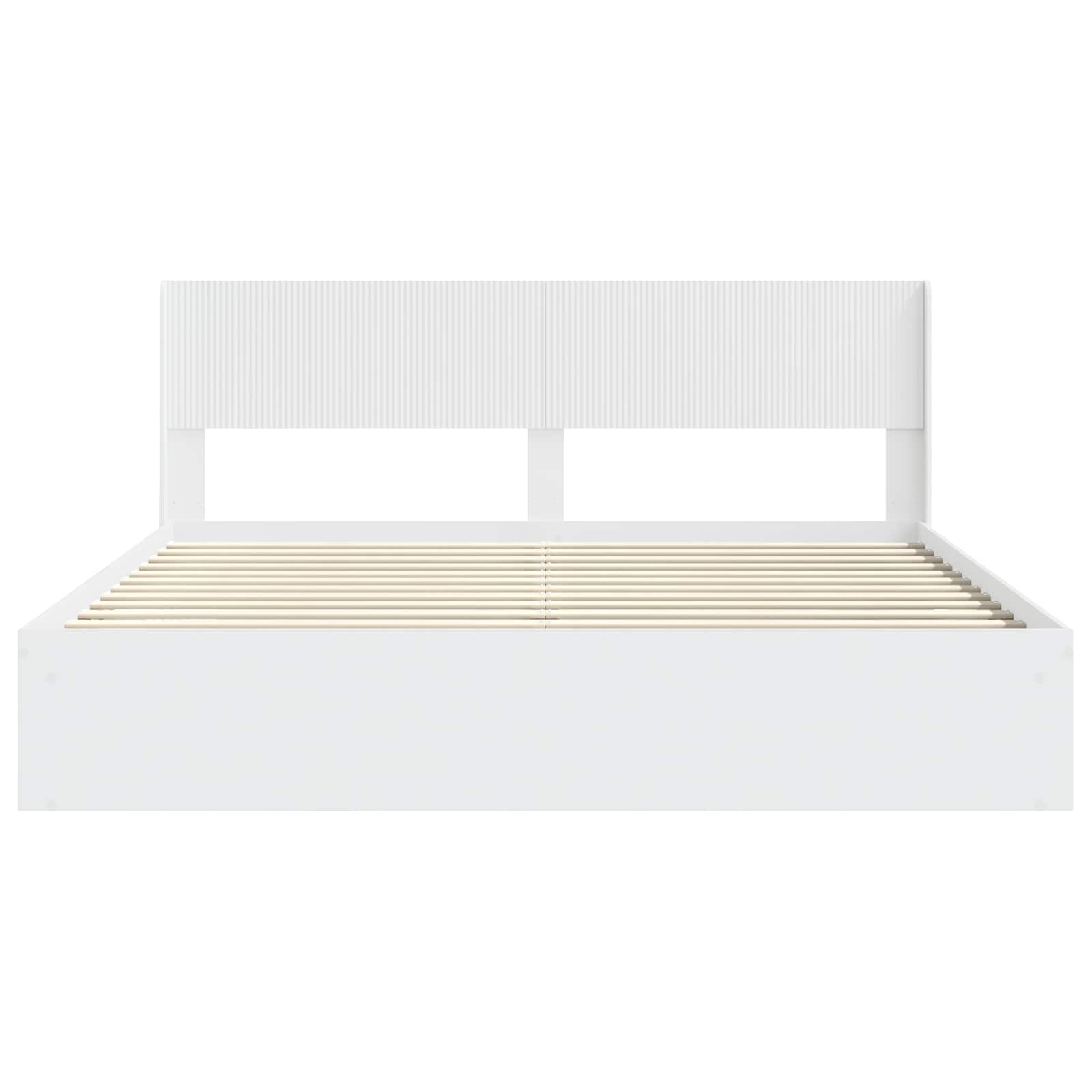 vidaXL Bedframe met opbergruimte en hoofdbord Wit 200 x 200 cm