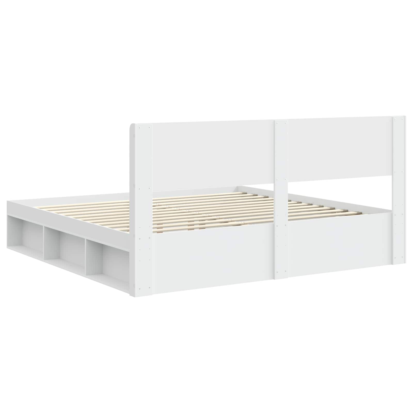 vidaXL Bedframe met opbergruimte en hoofdbord Wit 200 x 200 cm