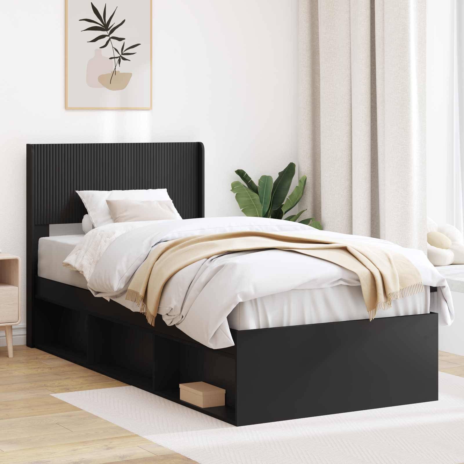 vidaXL Bedframe met opbergruimte en hoofdbord Wit 200 x 200 cm