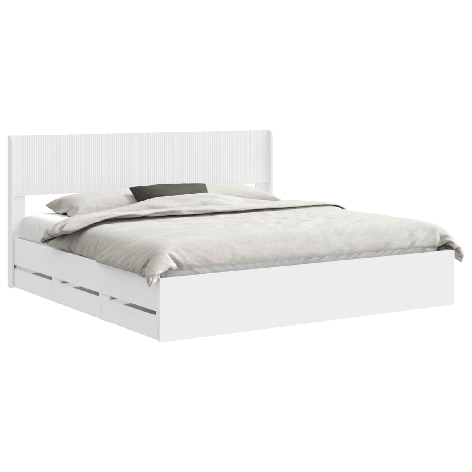 vidaXL Bedframe met opbergruimte en hoofdbord Wit 200 x 200 cm