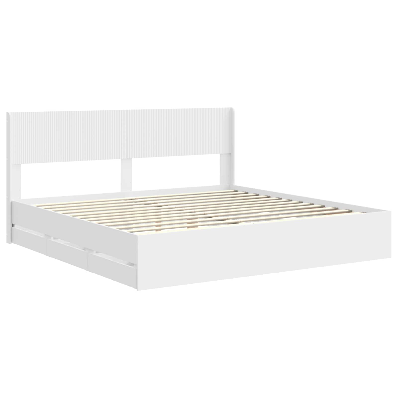 vidaXL Bedframe met opbergruimte en hoofdbord Wit 200 x 200 cm