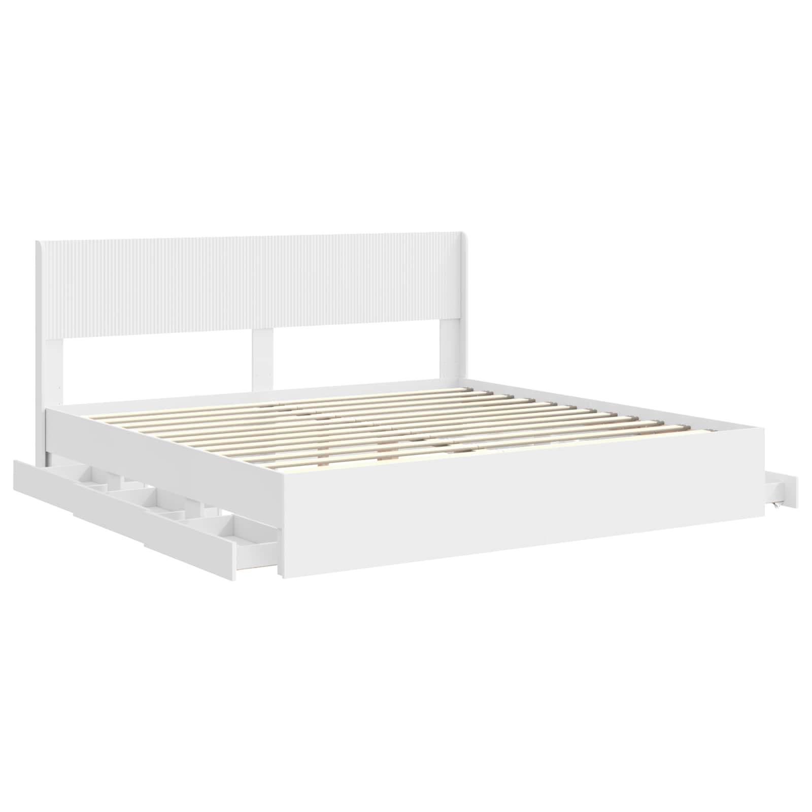 vidaXL Bedframe met opbergruimte en hoofdbord Wit 200 x 200 cm